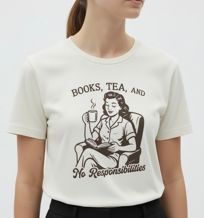 Books, Tea, and No Responsibilities — Organic Cotton Tee | The Luria