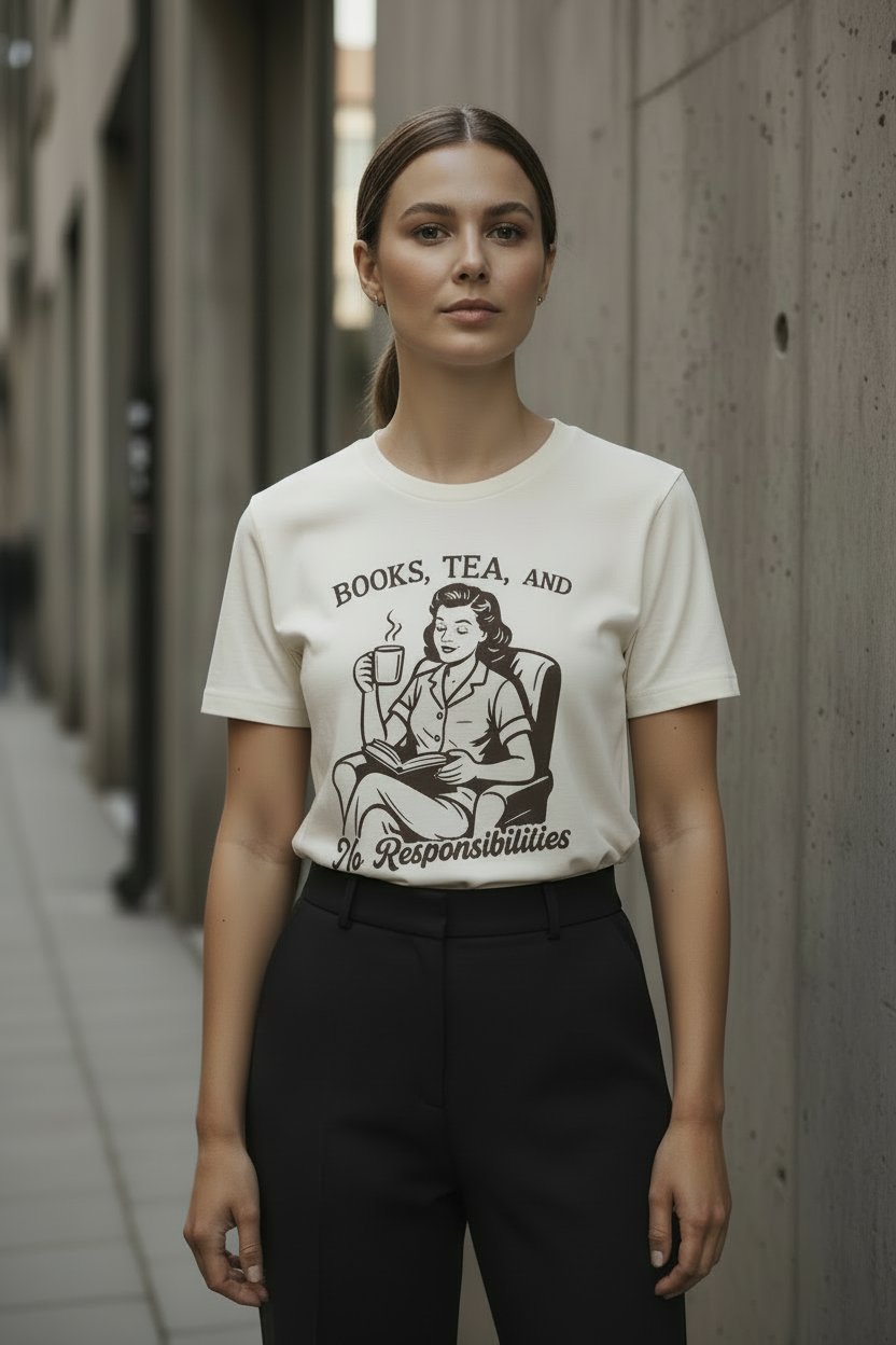 Books, Tea, and No Responsibilities — Organic Cotton Tee | The Luria