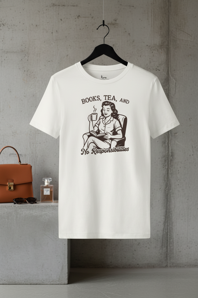 Books, Tea, and No Responsibilities — Organic Cotton Tee | The Luria