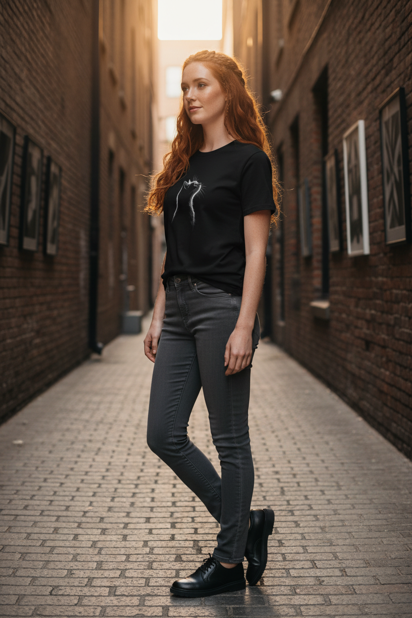 Midnight Cat — Organic Cotton Tee | The Luria
