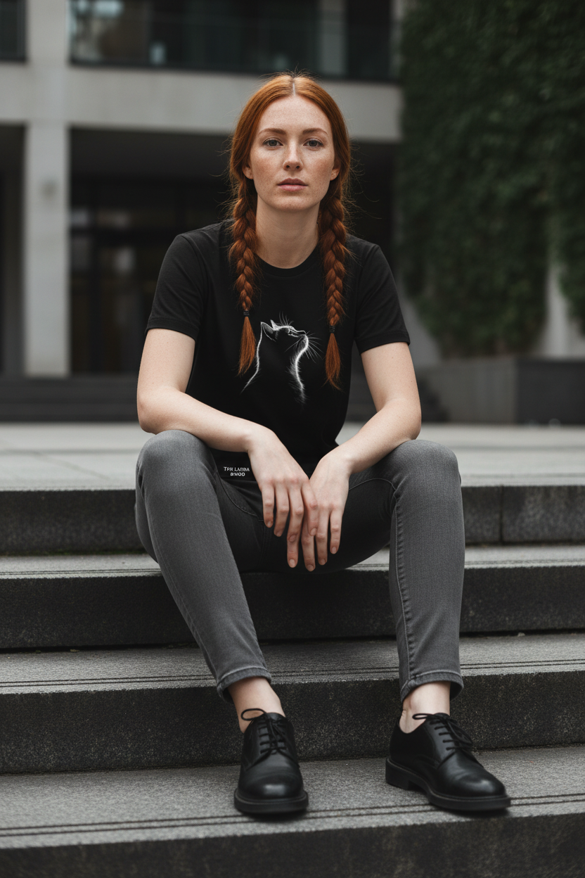 Midnight Cat — Organic Cotton Tee | The Luria