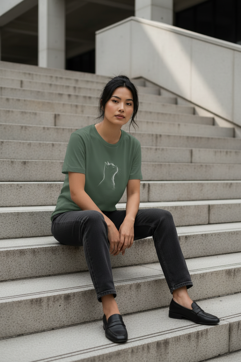 Midnight Cat — Organic Cotton Tee | The Luria