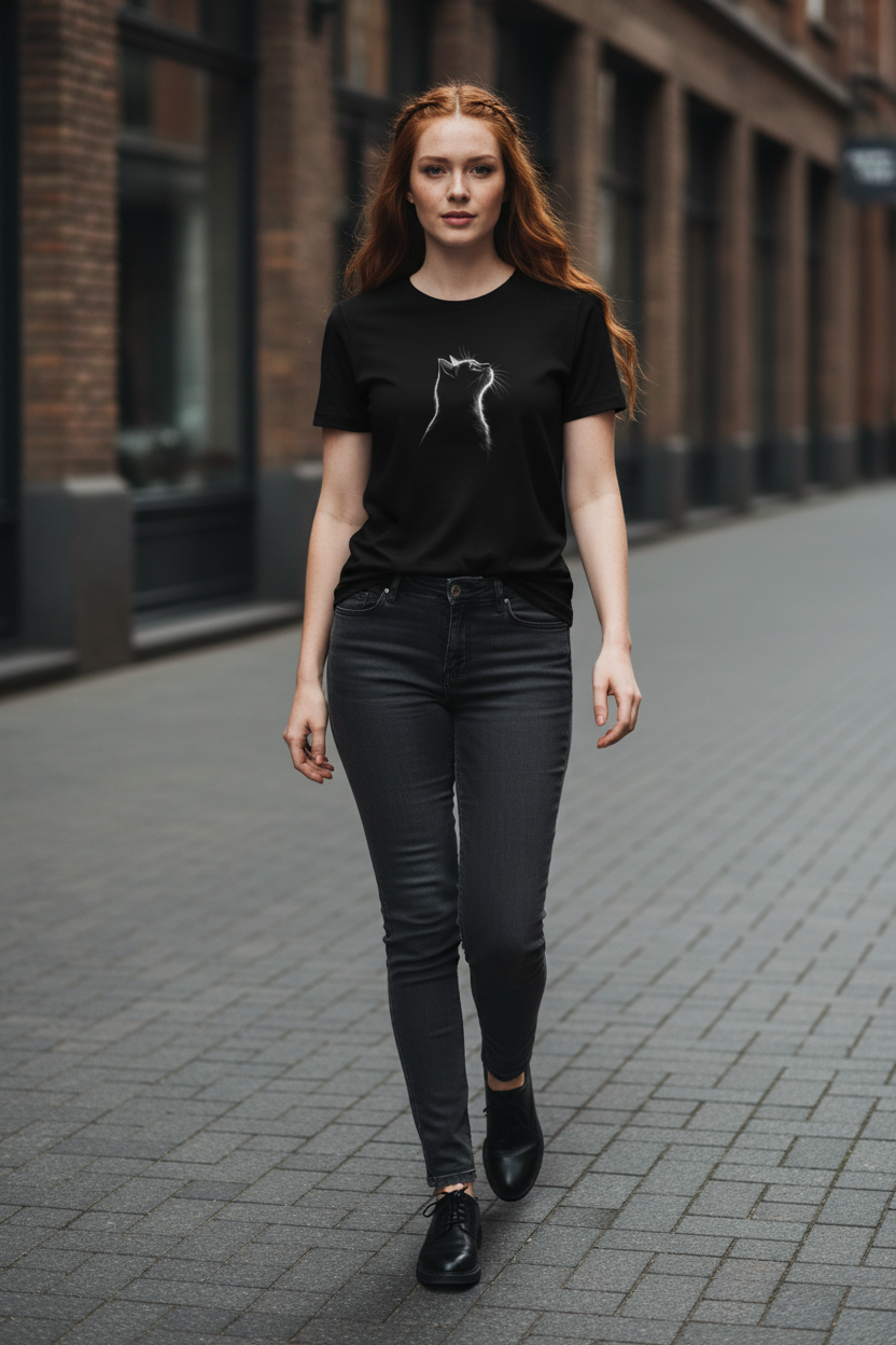 Midnight Cat — Organic Cotton Tee | The Luria